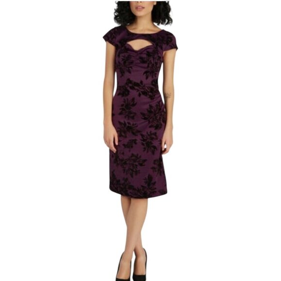 ModCloth Dear Fiery Cutout Dress, Amethyst Black Velvet Floral Women's Size XL - Picture 1 of 11